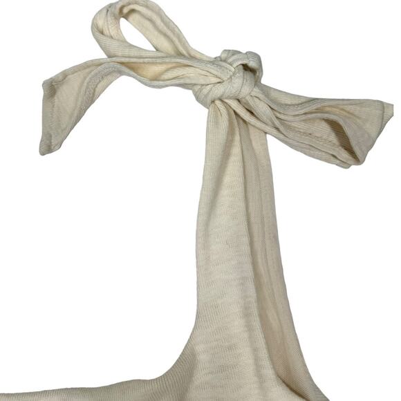 Free People Boulevard Tank Large New Ivory Ruched Tie Shoulder Top Boho Classic - Picture 6 of 8